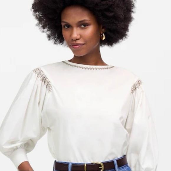 Madewell Tops - NWT Madewell Embroidered Balloon Sleeve Top- Medium